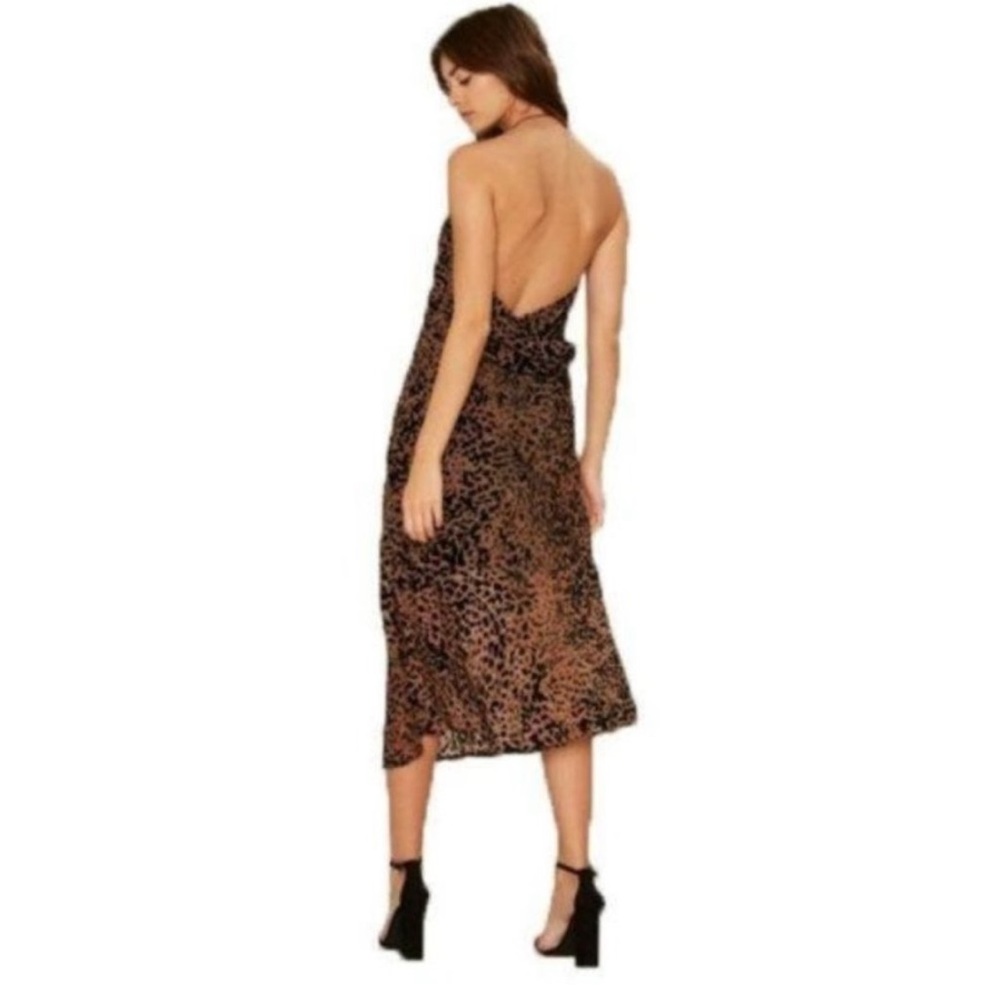 Foxiedox Cheetah Print Backless Halter Midi Dress XS